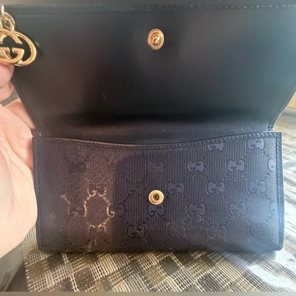 Gucci EUC Blue GG Imprime Canvas Continental Bifold Long Wallet - Picture 3 of 10